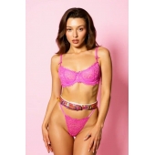 Эффектный розовый пояс из голографической эко-кожи - БДСМ Арсенал - купить с доставкой в Димитровграде