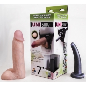 Страпон-унисекс с двумя насадками UNI strap 7  Harness - 19 и 16 см. - LOVETOY (А-Полимер) - купить с доставкой в Димитровграде