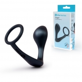 Черное эрекционное кольцо со стимулятором простаты Ringer Cock Ring   Plug - b-Vibe - в Димитровграде купить с доставкой