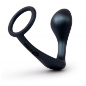 Черное эрекционное кольцо со стимулятором простаты Ringer Cock Ring   Plug - b-Vibe - в Димитровграде купить с доставкой