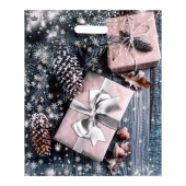 Новогодний пакет с принтом в виде подарков и вырубной ручкой (45х38 см) - Сима-Ленд - купить с доставкой в Димитровграде