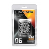 Прозрачная насадка с объёмными чёрточками STAY HARD COCK SLEEVE 06 CLEAR - Blush Novelties - в Димитровграде купить с доставкой