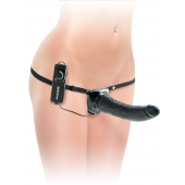 Черный страпон с вагинальной пробкой Deluxe Vibrating Penetrix Strap-On - 19 см. - Pipedream - купить с доставкой в Димитровграде