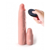 Телесная вибронасадка на член 3  Vibrating Mega X-tension with Remote - 22,9 см. - Pipedream - в Димитровграде купить с доставкой
