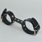 Черные кожаные наручники-фиксатор - Sitabella - купить с доставкой в Димитровграде
