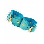 Голубые двуслойные кожаные наручники-браслеты - Pecado - купить с доставкой в Димитровграде