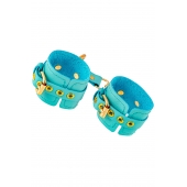 Голубые однослойные кожаные наручники - Pecado - купить с доставкой в Димитровграде