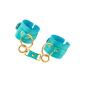 Голубые однослойные кожаные наручники - Pecado - купить с доставкой в Димитровграде