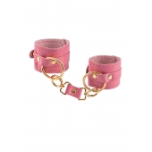 Розовые однослойные кожаные наручники - Pecado - купить с доставкой в Димитровграде