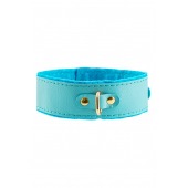 Голубой двуслойный кожаный ошейник с подкладкой из фетра - Pecado - купить с доставкой в Димитровграде