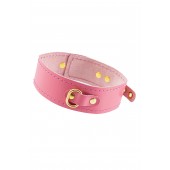 Розовый кожаный однослойный ошейник с прошивкой - Pecado - купить с доставкой в Димитровграде
