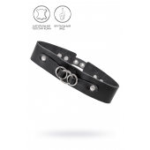 Черный чокер-ошейник со связанными кольцами на подложке - Pecado - купить с доставкой в Димитровграде