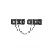 Черные кожаные наручники-браслеты из одного ремешка с люверсами - Pecado - купить с доставкой в Димитровграде