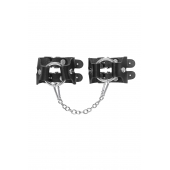 Черные кожаные наручники-браслеты из двух ремешков - Pecado - купить с доставкой в Димитровграде