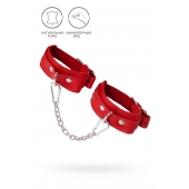 Красные кожаные узкие оковы со скруглёнными углами - Pecado - купить с доставкой в Димитровграде