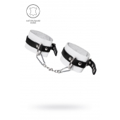 Бело-черные мягкие оковы с одним ремешком и люверсами - Pecado - купить с доставкой в Димитровграде