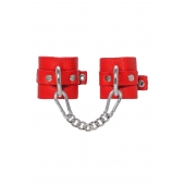 Красные мягкие кожаные наручники с люверсами - Pecado - купить с доставкой в Димитровграде