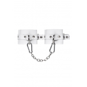 Белые мягкие кожаные наручники с люверсами - Pecado - купить с доставкой в Димитровграде