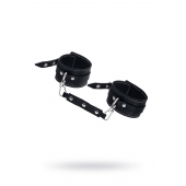 Черные двухслойные кожаные оковы с белой строчкой - Pecado - купить с доставкой в Димитровграде