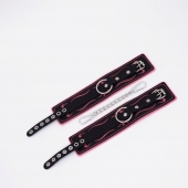 Черно-розовые кожаные оковы с розовой строчкой - Crazy Handmade - купить с доставкой в Димитровграде