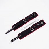 Черно-красные оковы с красной строчкой Sex - Crazy Handmade - купить с доставкой в Димитровграде