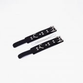 Черные кожаные наручники с регулируемыми ремешками - Crazy Handmade - купить с доставкой в Димитровграде