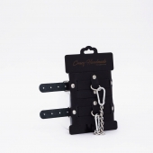 Черные кожаные оковы с хромированной фурнитурой - Crazy Handmade - купить с доставкой в Димитровграде