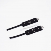 Черные кожаные оковы с хромированной фурнитурой - Crazy Handmade - купить с доставкой в Димитровграде