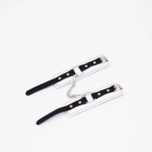 Бело-красные кожаные наручники - Crazy Handmade - купить с доставкой в Димитровграде