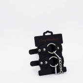 Черные кожаные оковы с кольцом - Crazy Handmade - купить с доставкой в Димитровграде