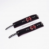 Черные кожаные оковы с красным декором и строчкой - Crazy Handmade - купить с доставкой в Димитровграде