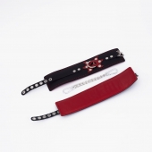 Черные кожаные оковы с красным декором и строчкой - Crazy Handmade - купить с доставкой в Димитровграде