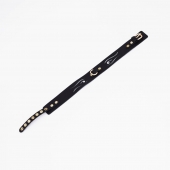 Черный кожаный ошейник с золотистой фурнитурой - Crazy Handmade - купить с доставкой в Димитровграде