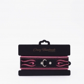 Черно-розовый кожаный ошейник с розовой строчкой - Crazy Handmade - купить с доставкой в Димитровграде