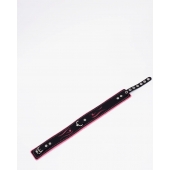 Черно-розовый кожаный ошейник с розовой строчкой - Crazy Handmade - купить с доставкой в Димитровграде