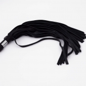 Черный кожаный флоггер со стальной ручкой - 45 см. - Crazy Handmade - купить с доставкой в Димитровграде