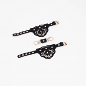 Черные наручники с золотистой фурнитурой - Crazy Handmade - купить с доставкой в Димитровграде