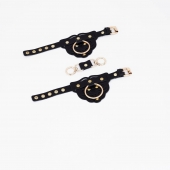 Черные наручники с золотистой фурнитурой - Crazy Handmade - купить с доставкой в Димитровграде