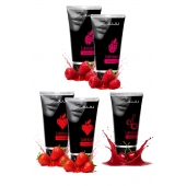 Набор из 5 съедобных лубрикантов JUJU (клубника х 2, малина х 2, вишня) - JuJu - купить с доставкой в Димитровграде