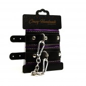 Черно-фиолетовые скругленные наручники с мягкой подкладкой - Crazy Handmade - купить с доставкой в Димитровграде