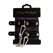 Черно-фиолетовые скругленные наручники с мягкой подкладкой - Crazy Handmade - купить с доставкой в Димитровграде