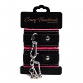 Черно-розовые скругленные наручники с мягкой подкладкой - Crazy Handmade - купить с доставкой в Димитровграде