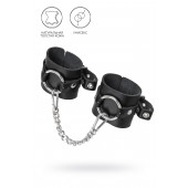 Черные наручники из толстой натуральной кожи с люверсами - Pecado - купить с доставкой в Димитровграде
