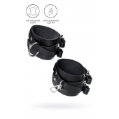 Черные кожаные оковы с двумя перекрёстными ремешками - Pecado - купить с доставкой в Димитровграде