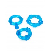 Набор из 3 синих эрекционных колец с различным рельефом - Erowoman-Eroman - в Димитровграде купить с доставкой