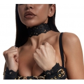 Черный ажурный чокер с золотистой фурнитурой - Crazy Handmade - купить с доставкой в Димитровграде