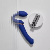 Синий безремневой страпон Multi Orgasm Bendable Strap-On size XL с клиторальной стимуляцией - Strap-on-me - купить с доставкой в Димитровграде