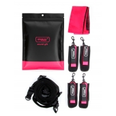 Черно-розовый эротический набор: фиксатор, оковы, наручники, повязка - Erokay - купить с доставкой в Димитровграде