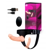 Женский страпон с 2 насадками, вибрацией и пультом ДУ - Erowoman-Eroman - купить с доставкой в Димитровграде