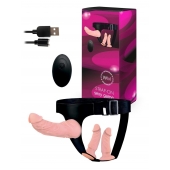 Женский страпон с 3 насадками и вибрацией - Erowoman-Eroman - купить с доставкой в Димитровграде